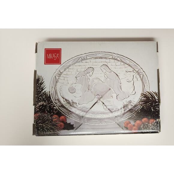 Mikasa Nativity Oval Glass Platter 9 Inches Holiday Tableware - Picture 3 of 5